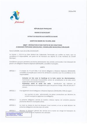 2026ar098 Délégation à S Graveleine