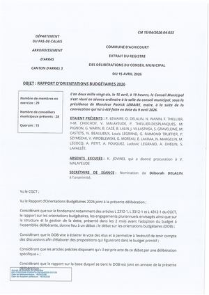 Conseil Municipal 15 Avril 2026