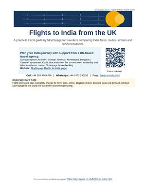 Sky Voyage Flights To India Calameo Guide