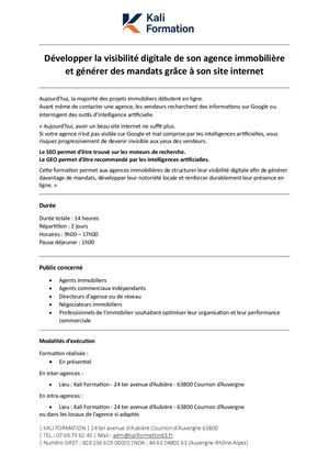 FP - Développer La Visibilité Digitale De Son Agence Immobilière Et Générer Des Mandats Grâce à Son Site Internet
