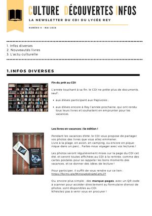 Newsletter Cdi 9 Mai 2026
