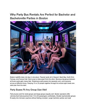 Why Party Bus Rentals Are Perfect For Bachelor And Bachelorette Parties In Boston