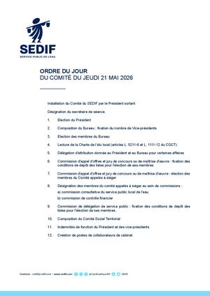 Ordre du jour Comité SEDIF 21 mai 2026