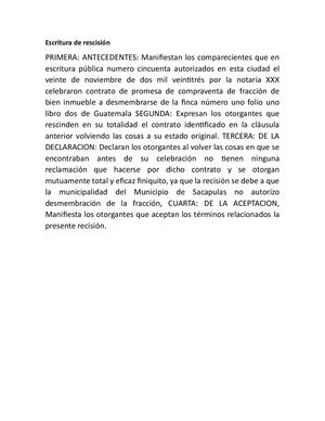 Escritura De Rescisión