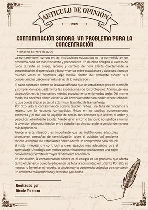 Articulo De Opinión Pariona Zharityn 4to B