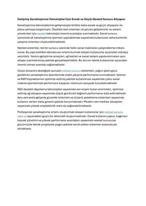 Gelişmiş Sanallaştırma Teknolojileri İçIn Esnek Ve Güçlü Nested Sunucu Altyapısı