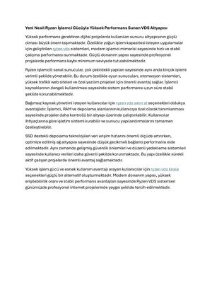 Yeni Nesil Ryzen İşlemci Gücüyle Yüksek Performans Sunan Vds Altyapısı