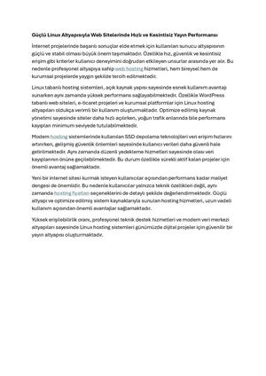 Güçlü Linux Altyapısıyla Web Sitelerinde Hızlı Ve Kesintisiz Yayın Performansı
