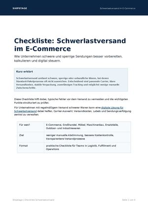 Schwerlastversand Checkliste: schwere Sendungen effizient planen