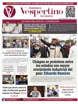 Periodico El Vespertino De Chiapas 12 De Mayo 2026