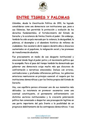 Entre Tigres Y Palomas