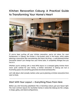 Kitchen Renovation Coburg A Practical Guide To Transforming Your Home's Heart