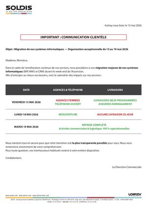 SOLDIS - Communication Clients Migration CéSame du 13-05-2026