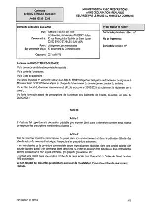 DP 26 Q 0072 - Arrêté