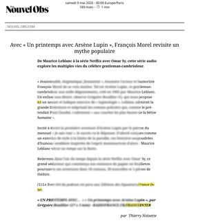 Un printemps avec Arsène Lupin. Grégoire Bouillier / Equateurs - France Inter