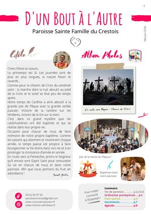 D'un Bout à L'autre - Paroisse Sainte Famille du Crestois - Mai-juin 2026
