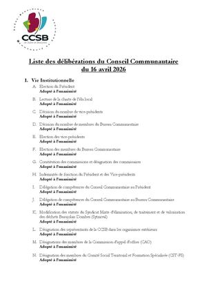 20260416 Liste Des Délibérations