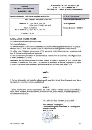 DP 26 Q 0094 - Arrêté