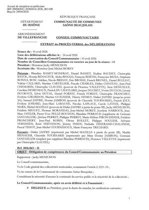 2026 063 TPN Délégation De Compétence Au Président