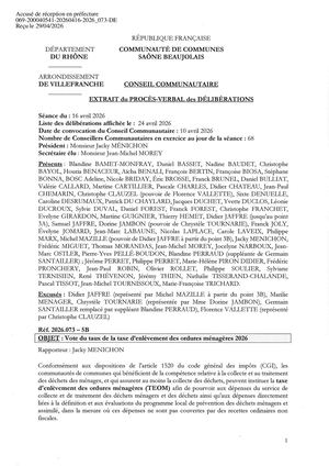 2026 073 TPN Vote Du Taux De La Taxe D’enlèvement Des Ordures Ménagères