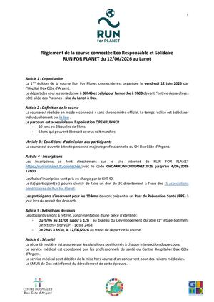 Règlement Course Run for Planet