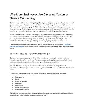 Why More Businesses Are Choosing Customer Service Outsourcing