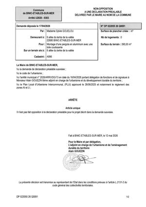 DP 26 Q 0091 - Arrêté