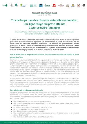 NON aux tirs de loups dans les Réserves naturelles !