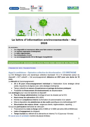 Lettre Environnementale Mai 2026