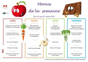 Menus Du 18 Au 22 Mai 2026