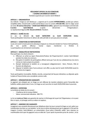 Règlement Du Jeu Concours Barbecue