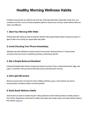 Healthy Morning Wellness Habits