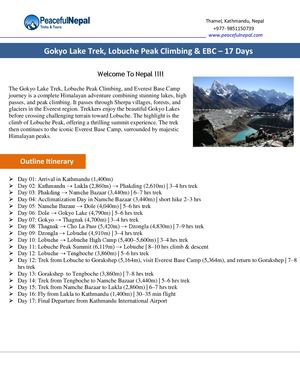 Gokyo Lake Trek, Lobuche Peak Climbing & Ebc – 17 Days