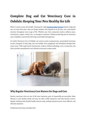 Complete Dog And Cat Veterinary Care In Oakdale Keeping Your Pets Healthy For Life