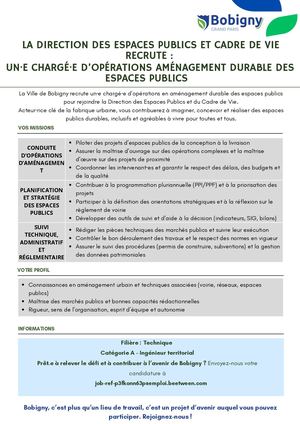 Un Chargé D'opérations Aménagement Durable Des Espaces Publics Depcv