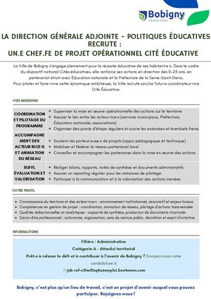 Un Chef De Projet Opérationnel Cité Éducative Politiques Éducatives