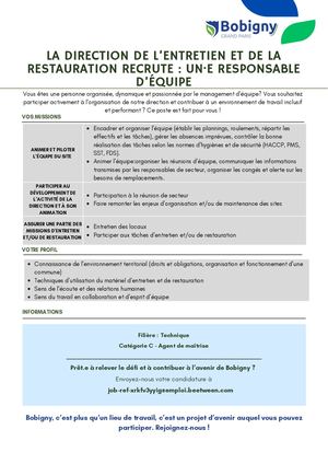 Un Responsable D'équipe Direction Entretien Et Restauration