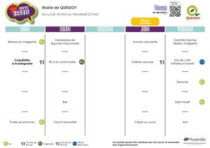 Menus du 18 au 22 mai 2026