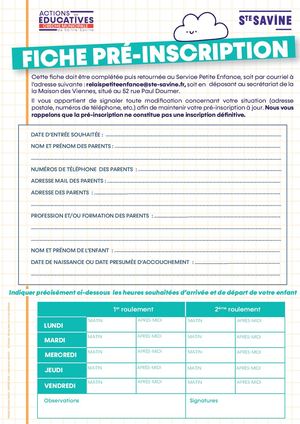 Fiche De Pré Inscription 2026