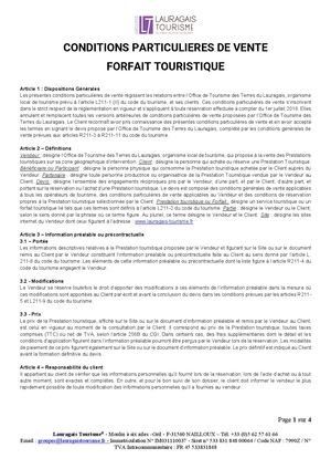 Conditions Particulières De Vente Lauragais Tourisme