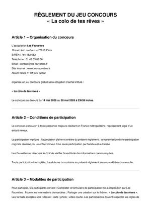 Règlement Concours Fauvettes