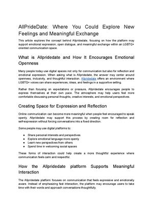 Allpridedate: Exploring Meaningful Exchange and Openness