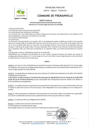 Arrêté N°2026 10 Sondages Geothechniques