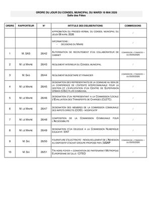 Ordre Du Jour du Conseil municipal du 19 05 2026