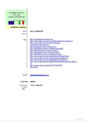 Ippolita Gallo Curriculum Vitae Europeo