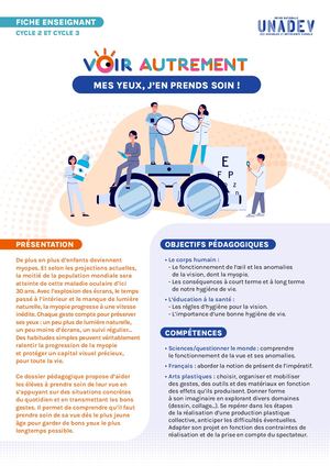 UNADEV - Voir autrement, mes yeux j’en prends soin - fiche enseignant