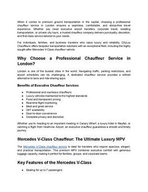 Chauffeur Service London Luxury Executive Travel With Mercedes V Class Chauffeur Hire
