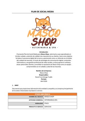 Plan Social Media - Masco Shop