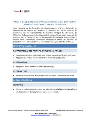 Campus France : Appel à candidatures conseillers d'entretiens