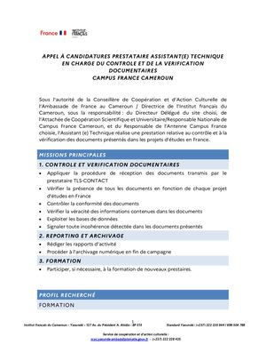 Campus France : Appel à candidatures assistant(e) techniques vérification